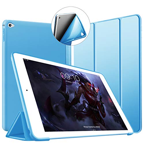VAGHVEO Hülle für iPad Mini 4 7,9 Zoll Dünne Leichtgewicht Ständer Schutzhülle [Auto Schlafen/Wecken] mit Flexibel Weicher TPU Rückseite Cover Leder Hüllen für Apple iPad Mini 4 A1538 / A1550, Blau von VAGHVEO