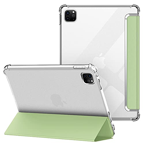 VAGHVEO Hülle für iPad Pro 11 2022 4. Generation/iPad Pro 11 Zoll 2021 3. / 2020 2. Gen Flexibel Weiche Transparente Klare TPU Schutzhülle Rückseite Cover, Dreifach Faltbarer iPad Hüllen, Hell Grün von VAGHVEO