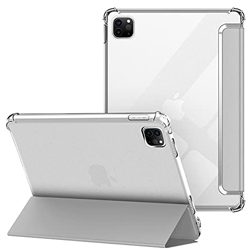 VAGHVEO Schutzhülle für iPad Pro 11 2022/2021/2020/2018 mit Flexibler Weicher Klarer Transparenter TPU Rückenschale, Tri-Fold Ständer iPad Hüllen für iPad Pro 11 4. / 3. / 2. / 1. Generation, Grau von VAGHVEO