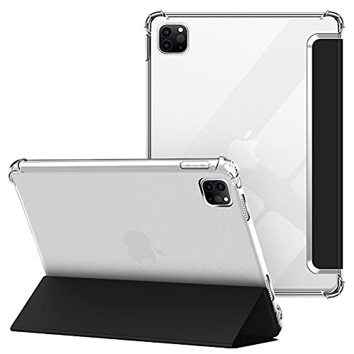 VAGHVEO Schutzhülle für iPad Pro 11 2022/2021/2020/2018 mit Flexibler Weicher Klarer Transparenter TPU Rückenschale, Tri-Fold Ständer iPad Hüllen für iPad Pro 11 4. / 3. / 2. / 1. Generation, Schwarz von VAGHVEO