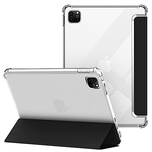 VAGHVEO Hülle für iPad Pro 11 2022 4. Generation/iPad Pro 11 Zoll 2021 3. Gen /2020 2. Gen Flexibel Weiche Transparente Klare TPU Schutzhülle Rückseite Cover, Dreifach Faltbarer iPad Hüllen, Schwarz von VAGHVEO