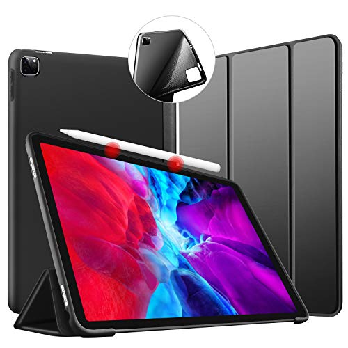 VAGHVEO Hülle für iPad Pro 11 Zoll 2024, Intelligent Hülle mit Automatischer Sleep/Wake-Funktion, mit Flexibel Weicher TPU Rückseite Cover Leder Hüllen iPad Pro 11 5. Generation Tablet, Schwarz von VAGHVEO
