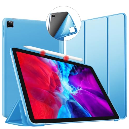 VAGHVEO Hülle für iPad Pro 11 Zoll 2024, Intelligent Ultradünne Hülle mit Automatischer Sleep/Wake-Funktion, Flexibel TPU Rückseite Cover Leder Hüllen iPad Pro 11 Zoll 5. Generation Tablet, Hell Blau von VAGHVEO