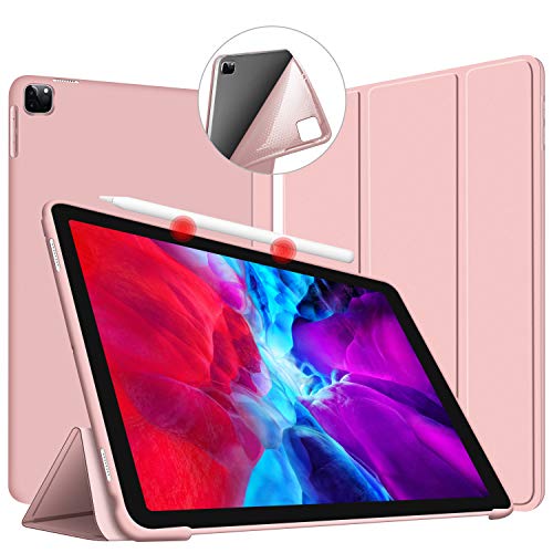 VAGHVEO Hülle für iPad Pro 11 Zoll 2024, Intelligent Ultradünne Hülle mit Automatischer Sleep/Wake-Funktion, Flexibel TPU Rückseite Cover Leder Hüllen iPad Pro 11 Zoll 5. Generation Tablet, Pink von VAGHVEO