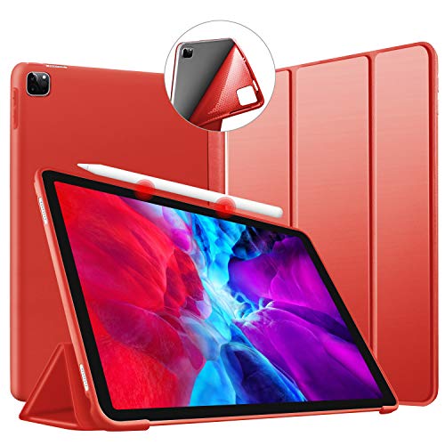 VAGHVEO Hülle für iPad Pro 12.9 Zoll 6. Generation 2022 / iPad Pro 12,9 Zoll 5. Generation 2021 / iPad Pro 12.9 4. Gen 2020 Schutzhülle mit Flexibel Weicher TPU Rückseite Cover Leder Hüllen, Rot von VAGHVEO