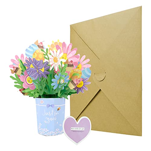 Geburtstagskarte Pop Up Karte Blumen 3D Blumenkarte für Muttertag Geburtstag Valentinstag Hochzeit Blumen Klappkarte mit Umschlag Postkarte von VAIAV