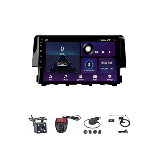 Android 12 Autoradio mit Navi Radio FM RDS Car Radio 9 Zoll-IPS-Dispaly CarPlay Android Auto Lenkradsteuerung/1080P-Video/BT Hände frei für Honda Civic 10th 2016 - 2020 ( Color : M100S WIFI 1G+16G ) von VAIGAI