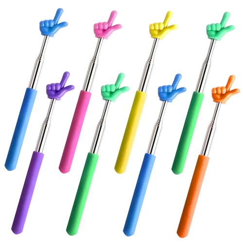 Zeigestab Ausziehbar - 8 Stück 68cm Multifunktions Zeiger für Lehrer, Kinder, Edelstahl Ausziehbarer Finger für Klassenzimmer Interaktion, Vorlesungen, Lesen, Präsentationen und Seminare (6 Farben) von VAIGU:OA