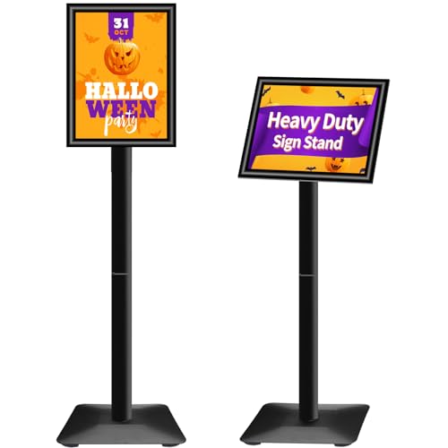 VAIIGO Heavy Duty Sign Holder Poster Stand, Adjustable Menu Display Stand Floor Standing Sign Holder with Cast Iron Base for Poster, Menu, Ads, Sales, Notice, Signage Display Stand (A4, Black) von VAIIGO