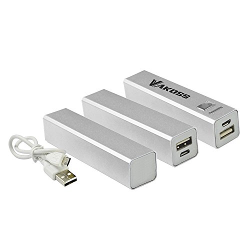 VAKOSS 2500mAh Power Bank Externer Akku USB für PC/Smartphone Silber von VAKOSS