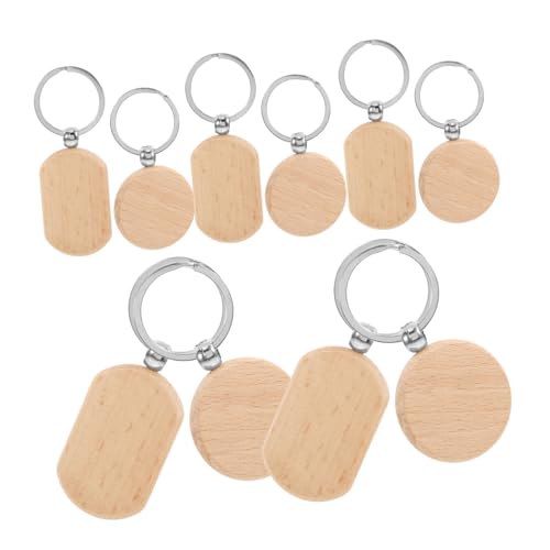 VALICLUD 10Stücke Holz Schlüsselanhänger Rohlinge Blanko Holz Schlüsselanhänger zum Basteln Unvollendete Schlüsselanhänger aus Buchenholz für Kreative DIY Projekte und von VALICLUD