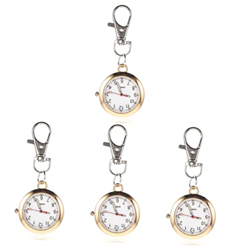 VALICLUD Studentenuhr 4 Stück Krankenschwester Uhr Kinderuhr Taschenuhren Kette Mädchenuhren Armbanduhr Kinder Watch Schlüsselanhänger Studenten Prüfung Beobachten Timing-Uhr Zinklegierung Golden von VALICLUD