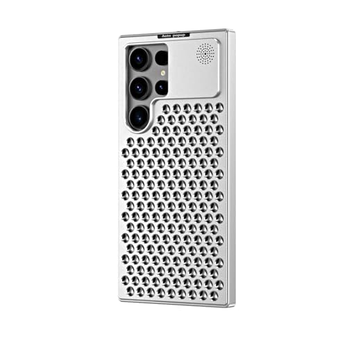 VALRION Kompatibel mit Samsung Galaxy S24 Ultra Hülle, Aluminiumlegierung, Wärmeableitung, atmungsaktiv, kühlend, hohl, Aromatherapie-Hülle, für Herren und Damen, schlank, stoßfest, Titan-Silber VALRION Kompatibel mit Samsung Galaxy S24 Ultra Hülle, Aluminiumlegierung, Wärmeableitung, atmungsaktiv, kühlend, hohl, Aromatherapie-Hülle, für Herren und Damen, schlank, stoßfest, Titan-Silber von VALRION