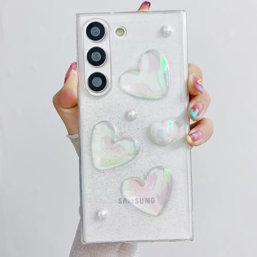 VALRION Kompatibel mit Samsung Galaxy S25 Edge Bling Hülle Laserfarbe 3D Kristall Liebe Herz Perle Diamant Glitzer Klar Hülle Cute Girly Frauen Dünn Weich TPU Transparent Handyhülle VALRION Kompatibel mit Samsung Galaxy S25 Edge Bling Hülle Laserfarbe 3D Kristall Liebe Herz Perle Diamant Glitzer Klar Hülle Cute Girly Frauen Dünn Weich TPU Transparent Handyhülle von VALRION