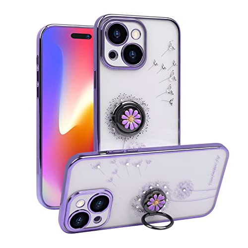 VALRION Kompatibel mit iPhone 15 Hülle mit Ringständer Halter & Kickstand Handyhülle Flash Diamond Pusteblume Hülle Weiches TPU Anti-Vergilbung Stoßfest Schutzstoßfänger für Frauen Mädchen Lila VALRION Kompatibel mit iPhone 15 Hülle mit Ringständer Halter & Kickstand Handyhülle Flash Diamond Pusteblume Hülle Weiches TPU Anti-Vergilbung Stoßfest Schutzstoßfänger für Frauen Mädchen Lila von VALRION
