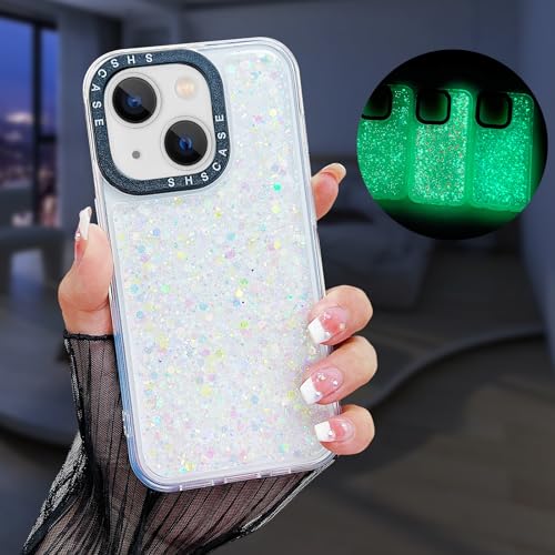 VALRION Schutzhülle für iPhone 15 Plus, leuchtet im Dunkeln, fluoreszierend, leuchtend, für Damen und Mädchen, glitzernd, schmal, weiche TPU-Stoßdämpfer-Schutzhülle, Silber VALRION Schutzhülle für iPhone 15 Plus, leuchtet im Dunkeln, fluoreszierend, leuchtend, für Damen und Mädchen, glitzernd, schmal, weiche TPU-Stoßdämpfer-Schutzhülle, Silber von VALRION