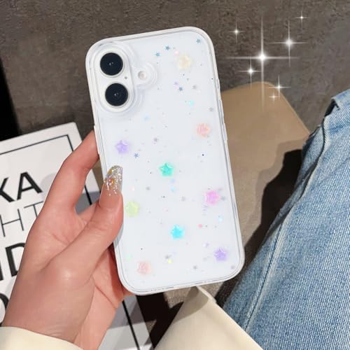 VALRION Schutzhülle für iPhone 16, 3D-leuchtende Sterne, leuchtet im Dunkeln, nachtleuchtende Glitzer-Schutzhülle für Damen, Mädchen, weich, dünn, TPU, stoßfest, funkelnd, transparent, transparent VALRION Schutzhülle für iPhone 16, 3D-leuchtende Sterne, leuchtet im Dunkeln, nachtleuchtende Glitzer-Schutzhülle für Damen, Mädchen, weich, dünn, TPU, stoßfest, funkelnd, transparent, transparent von VALRION