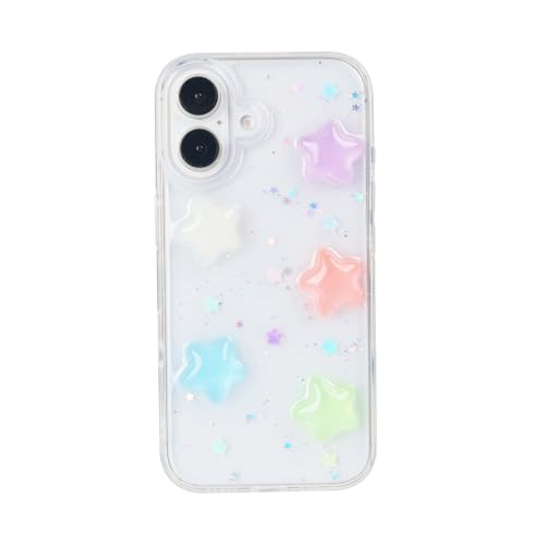 VALRION Schutzhülle für iPhone 16e, leuchtende 3D-Sterne, klar, leuchtet im Dunkeln, nachtleuchtend, glitzernd, für Damen, Mädchen, weich, schlank, TPU-Stoßdämpfer, stoßfest, beleuchtet VALRION Schutzhülle für iPhone 16e, leuchtende 3D-Sterne, klar, leuchtet im Dunkeln, nachtleuchtend, glitzernd, für Damen, Mädchen, weich, schlank, TPU-Stoßdämpfer, stoßfest, beleuchtet von VALRION