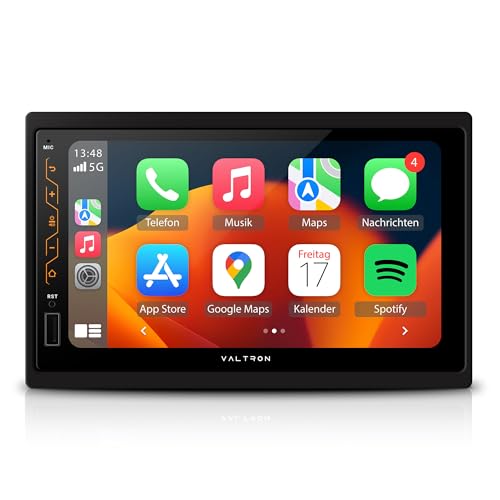 VALTRON RX-820HD 2-DIN-Multimedia Autoradio, 7-Zoll Touchscreen, Drahtlos Android Auto & CarPlay, USB, Bluetooth, Hochleistungstuner, 16-Band-Grafikequalizer, Schwarz, Rückfahrkamera (Standard) von VALTRON
