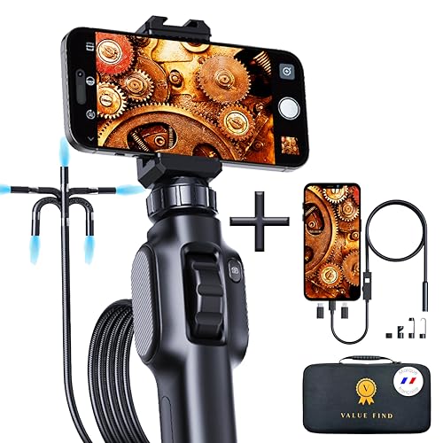 2 Endoskopkameras zur industriellen Inspektion 1920P mit 8 LEDs EIN schwenkbares Endoskop 2 m Kabel + eine verdrahtete Kamera 5 m Kabel für mechanische Kanalisation Android/iPhone-kompatibel von VALUE FIND