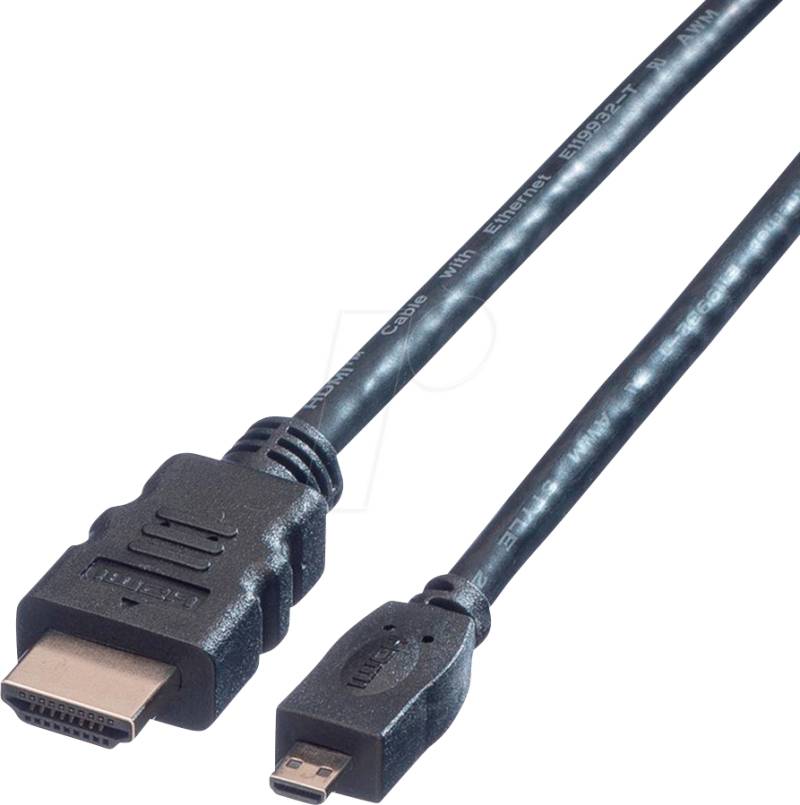 VALUE 11995581 - HDMI-A Stecker > HDMI Micro-D Stecker, mit Ethernet, 2 m von VALUE