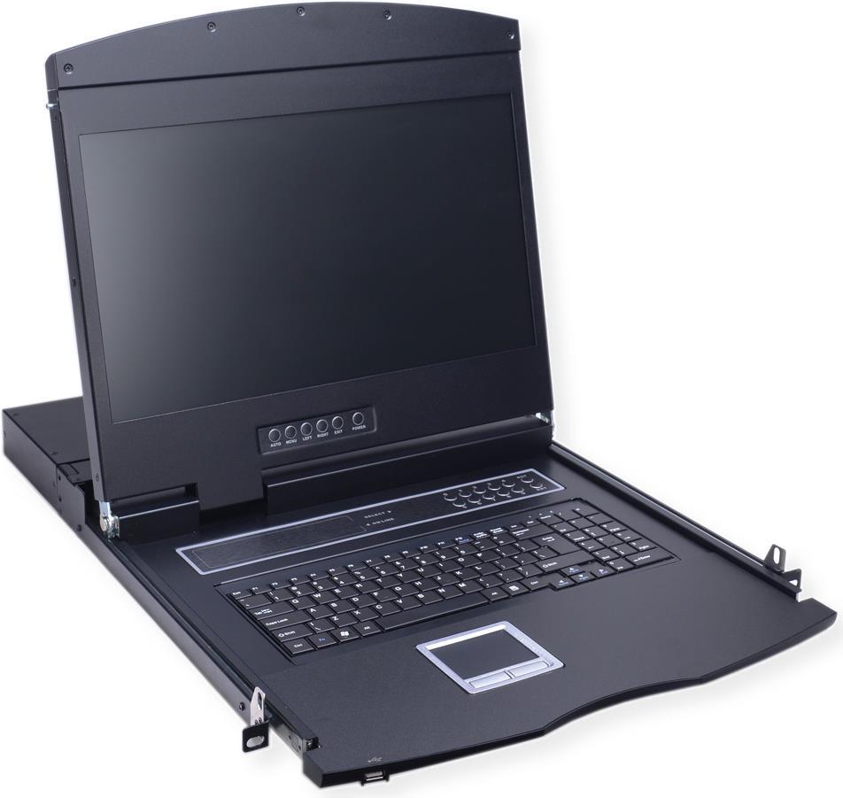 VALUE 19-KVM-Switch, 8-Port, 48 cm (19) TFT (16:9), VGA, USB, Tastaturlayout F (26.99.0193) von VALUE