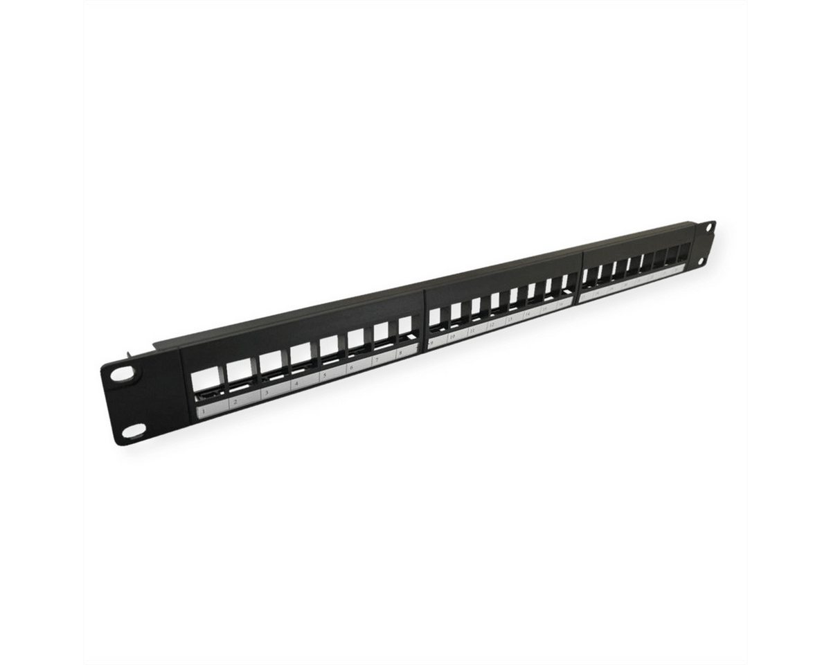 VALUE 19"-Keystone-Modulträger, 24 Ports, 1HE Netzwerk-Panel (3-teilig, ungeschirmt) von VALUE