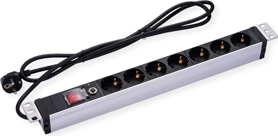 VALUE 48,30cm (19) 1HE Steckdosenleiste 7fachÜberlastschutz 1.8m Zuleitung - Steckdosenleiste - 1,8 m - Rack-Modul (19.99.1633) von VALUE