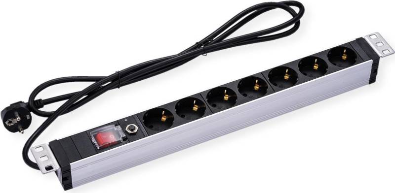 VALUE 48,30cm (19) 1HE Steckdosenleiste 7fachÜberlastschutz 1.8m Zuleitung - Steckdosenleiste - 1,8 m - Rack-Modul (19.99.1633) von VALUE
