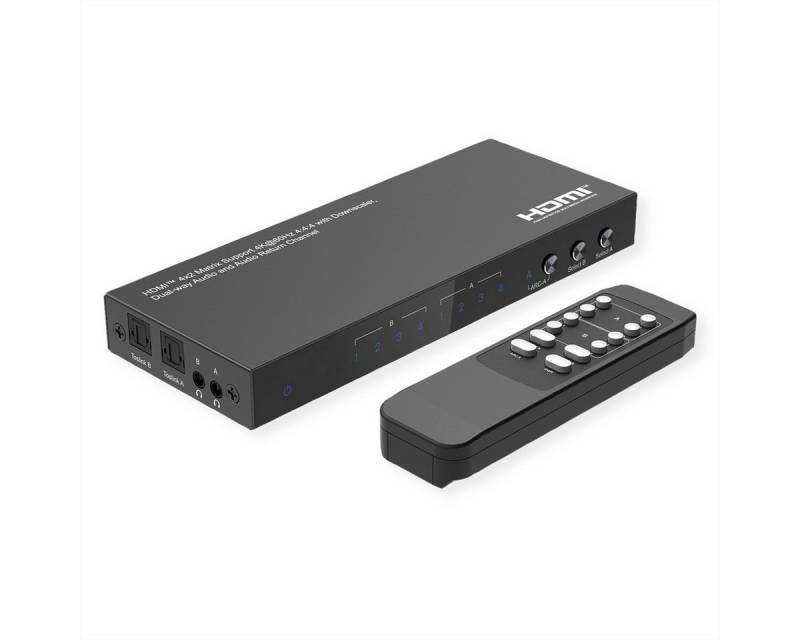 VALUE 4K HDMI Matrix Switch, 4 x 2 Audio- & Video-Adapter, mit Fernbedienung von VALUE