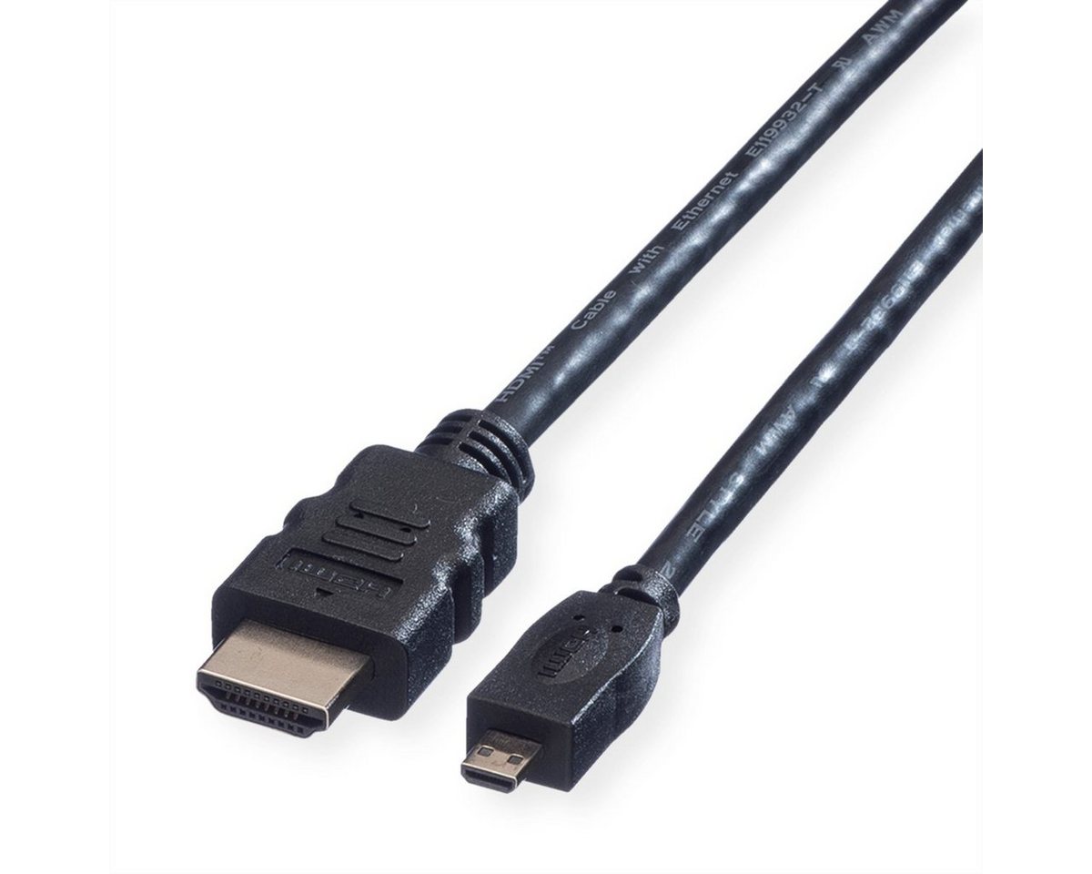 VALUE HDMI High Speed Kabel mit Ethernet, HDMI A ST - Micro HDMI ST Audio- & Video-Kabel, HDMI Typ A Männlich (Stecker), HDMI Typ D (Micro) Männlich (Stecker) (200.0 cm) von VALUE