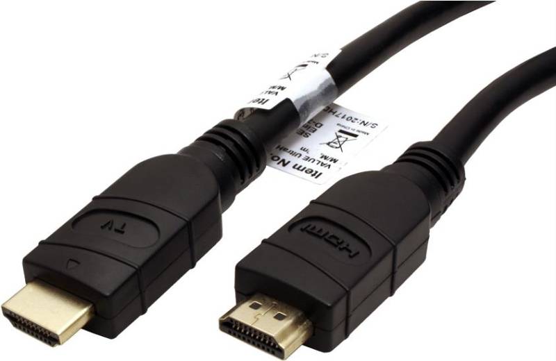 VALUE - HDMI mit Ethernetkabel - HDMI (M) bis HDMI (M) - 20 m - abgeschirmt - Schwarz - 4K Unterstützung von VALUE