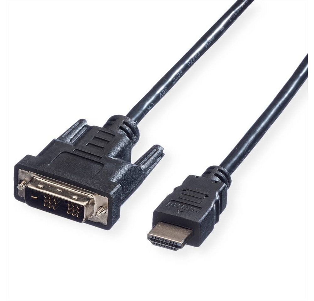 VALUE Kabel DVI (18+1) ST - HDMI ST,1 m HDMI-Kabel, Geschirmt, beidseitig verwendbarer Stecker von VALUE
