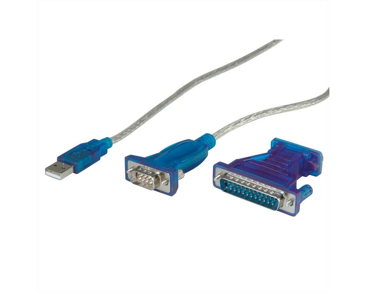 VALUE Konverter-Kabel USB-seriell Computer-Adapter USB 2.0 Typ A Männlich (Stecker) zu D-Sub 9-polig (DE-9) Männlich (Stecker), 180.0 cm von VALUE