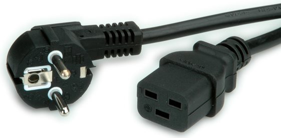 VALUE - Stromkabel - CEE 7/7 (SCHUKO) (M) bis IEC 60320 C19 (W) - Wechselstrom 250 V - 16 A - 2 m - Schwarz (19.99.1552) von VALUE