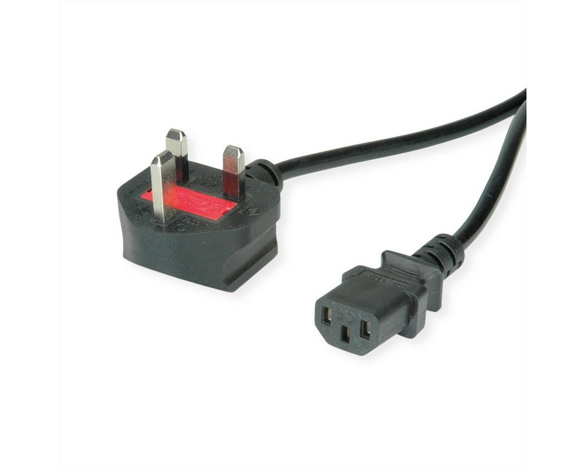 VALUE UK Netzkabel, gerade IEC-Buchse, 10A Stromkabel, BS 1363, Typ-G Männlich (Stecker), IEC320 C13, Kaltgeräte, 10A Weiblich (Buchse) (195.0 cm) von VALUE