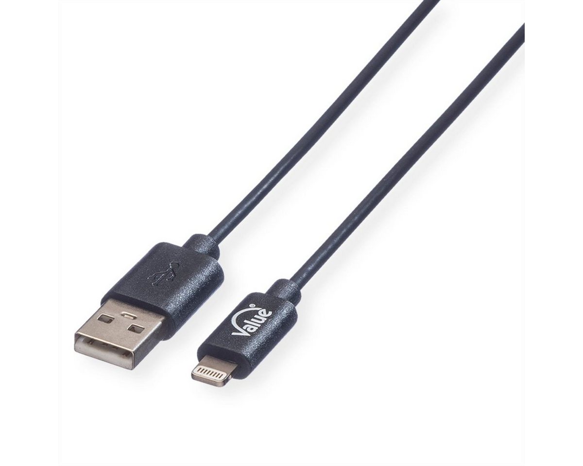 VALUE USB 2.0 Sync- & Ladekabel mit Lightning Connector USB-Kabel, USB 2.0 Typ A Männlich (Stecker), Lightning (8pin) Männlich (Stecker) (100.0 cm) von VALUE