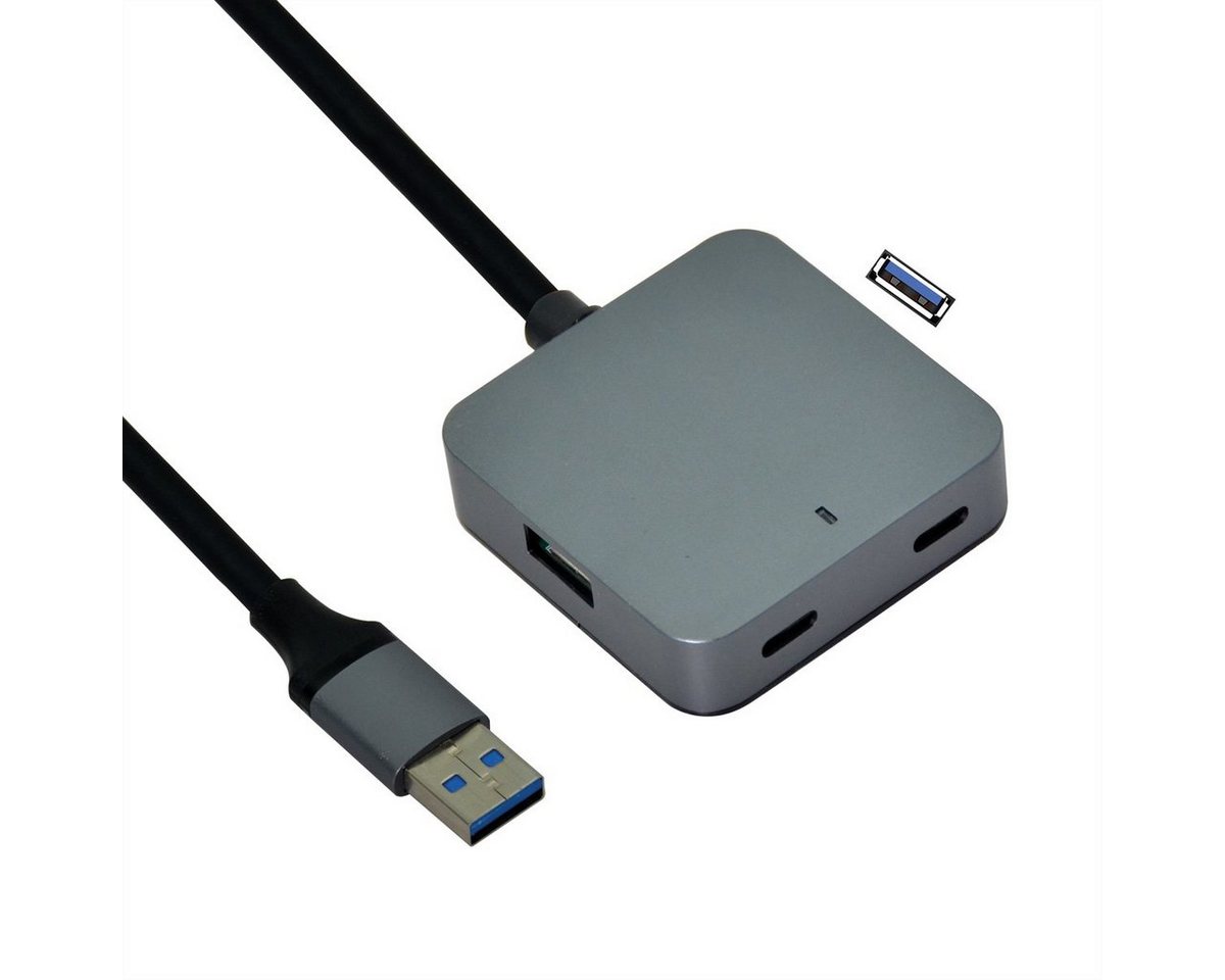 VALUE USB 3.2 Gen 1 Hub Computer-Adapter, 500.0 cm, 4 Ports (2x USB-A + 2x USB-C), mit Verlängerungskabel von VALUE