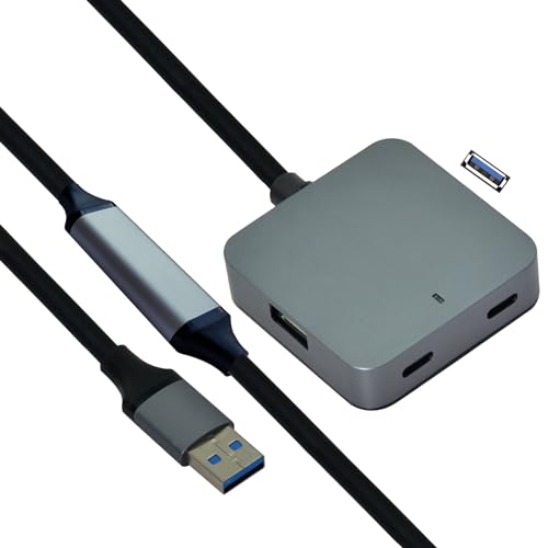VALUE USB 3.2 Gen1 4-Port Hub (2X A + 2X C) mit Verlängerungskabel, schwarz, 10 m von VALUE