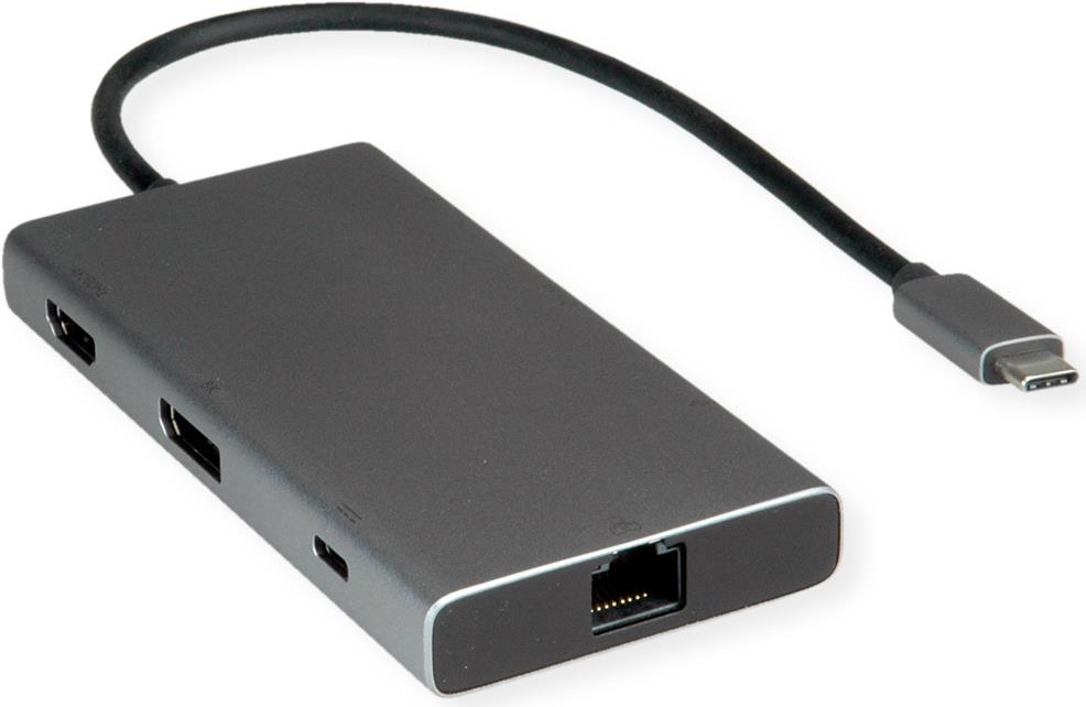 VALUE USB-C Dock HDMI+DP+GbE+ 2xA+ 1xC+ PD 4K60 - Digital/Daten - Digital/Display/Video - Netzwerk (12.99.1139) von VALUE