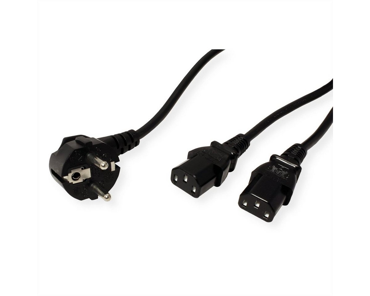 VALUE Y-Netzanschlusskabel Stromkabel, Schutzkontakt, CEE 7/7, Typ-E/F Männlich (Stecker), IEC320 C13, Kaltgeräte, 10A Weiblich (Buchse) (200.0 cm) von VALUE