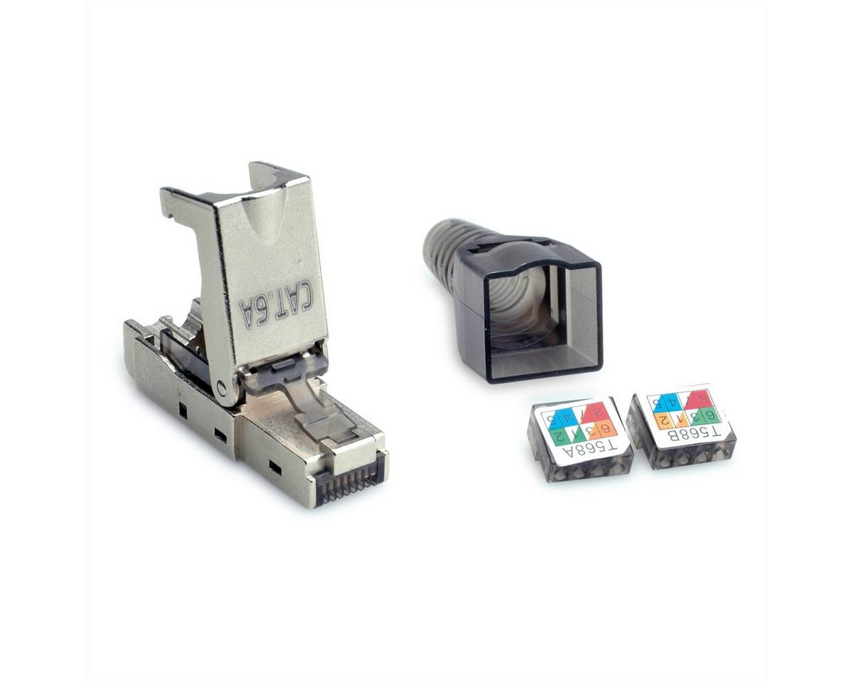 VALUE feldkonfektionierbarer RJ-45 Stecker Kat.6A (Class EA), STP Netzwerk-Panel von VALUE