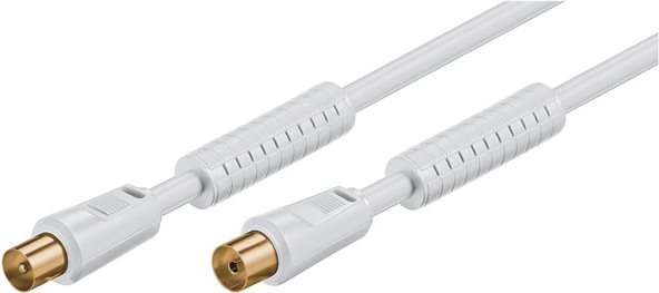 Wentronic Goobay Antennen Anschlusskabel, 100% geschirmt, Ferrite, vergoldet, Weiß, 1.5 m - Koax-Stecker  Koax-Buchse (67276) von VALUE