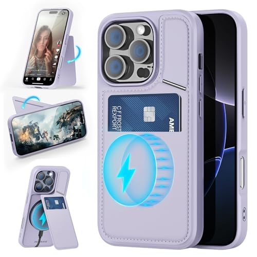 VALUEAGLE Kompatibel mit iPhone 16 Pro Max Hülle für Frauen, iPhone 16 Pro Max, Brieftaschen-Hülle, Kreditkartenhalter mit bidirektionalem Ständer, Violett, für 16 Pro Max 17,5 cm (6,9 Zoll) von VALUEAGLE