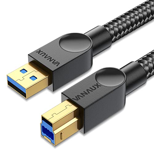 VANAUX USB 3.0 Kabel B Stecker auf USB A Datenkabel USB 3 Typ B Kabel kompatibel mit Dockingstation, externen Festplatten, Scanner und mehr, schwarz (1,5 m) von VANAUX