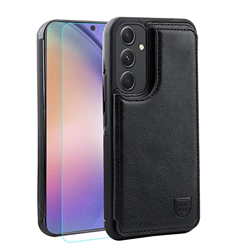 VANAVAGY Galaxy A54 Geldbörse Fall für Frauen und Männer, Leder Flip Folio Telefon Abdeckung passt magnetische Autohalterung mit Kreditkarteninhaber,Schwarz von VANAVAGY