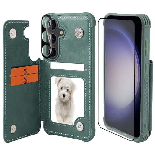 VANAVAGY Galaxy S24 Geldbörse Fall für Frauen und Männer, Leder Flip Folio Telefon Abdeckung passt magnetische Autohalterung mit Kreditkarteninhaber,Waldgrün VANAVAGY Galaxy S24 Geldbörse Fall für Frauen und Männer, Leder Flip Folio Telefon Abdeckung passt magnetische Autohalterung mit Kreditkarteninhaber,Waldgrün von VANAVAGY