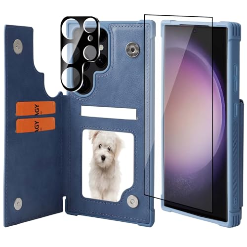 VANAVAGY Galaxy S24 Ultra Geldbörse Fall für Frauen und Männer, Leder Flip Folio Telefon Abdeckung passt magnetische Autohalterung mit Kreditkarteninhaber,Blau VANAVAGY Galaxy S24 Ultra Geldbörse Fall für Frauen und Männer, Leder Flip Folio Telefon Abdeckung passt magnetische Autohalterung mit Kreditkarteninhaber,Blau von VANAVAGY