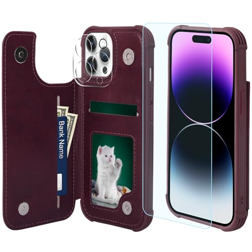 VANAVAGY iPhone 15 Pro Geldbörse Fall für Frauen und Männer, Leder Flip Folio Telefon Abdeckung passt magnetische Autohalterung mit Kreditkarteninhaber VANAVAGY iPhone 15 Pro Geldbörse Fall für Frauen und Männer, Leder Flip Folio Telefon Abdeckung passt magnetische Autohalterung mit Kreditkarteninhaber von VANAVAGY