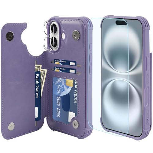 VANAVAGY iPhone 16 Plus Geldbörse Fall für Frauen und Männer, Leder Flip Folio Telefon Abdeckung passt magnetische Autohalterung mit Kreditkarteninhaber, Nelke Violett VANAVAGY iPhone 16 Plus Geldbörse Fall für Frauen und Männer, Leder Flip Folio Telefon Abdeckung passt magnetische Autohalterung mit Kreditkarteninhaber, Nelke Violett von VANAVAGY